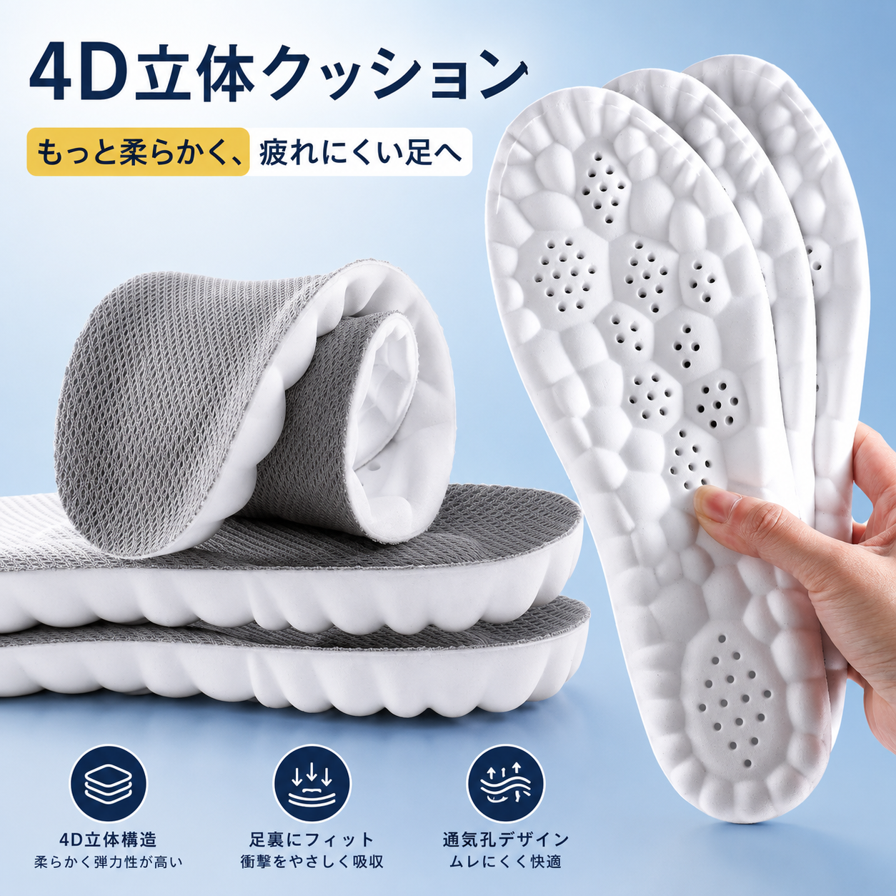 【本日終了⏰】【累計15万枚突破🏆】4D立体クッションインソール【顧客満足度No.1獲得商品🥇】【全国送料無料🚗】