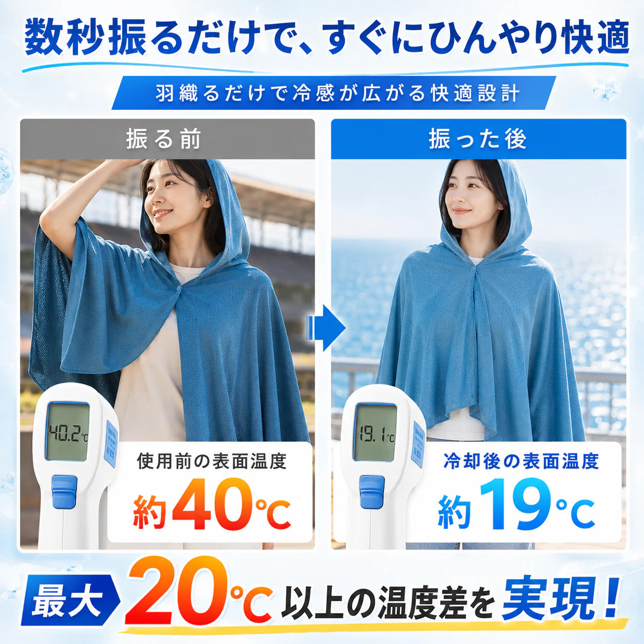 【本日終了⏰】【累計15万枚突破🏆】冷感ポンチョ【顧客満足度No.1獲得商品🥇】【全国送料無料🚗】