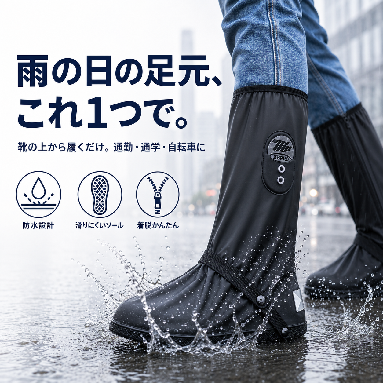 【本日終了⏰】【靴の上からサッと履くだけ】レインシューズカバー【ロング丈・防水設計】【全国送料無料🚚】