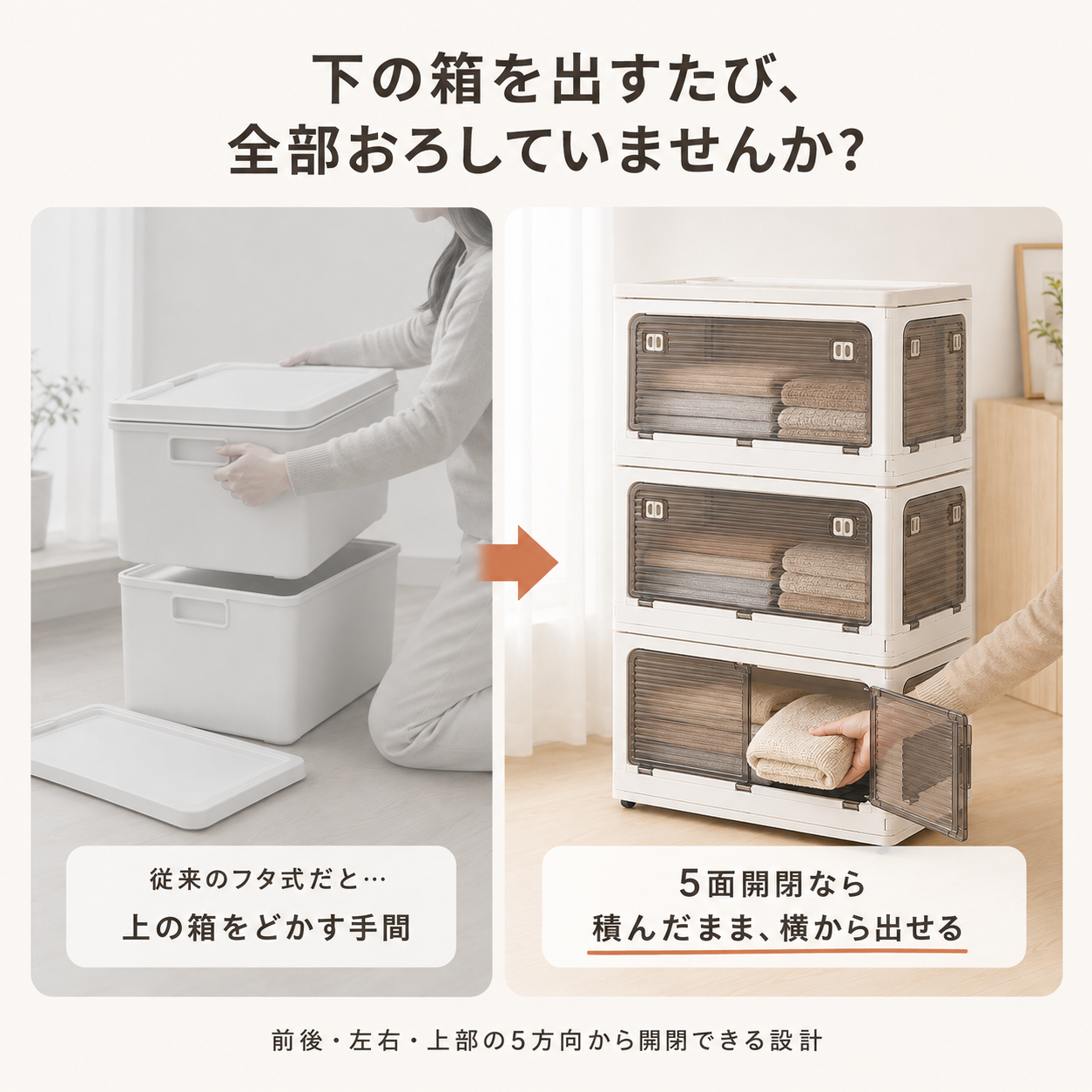 【本日終了⏰】【累計15万台突破🏆】5面開閉収納ボックス【全国送料無料🚗】