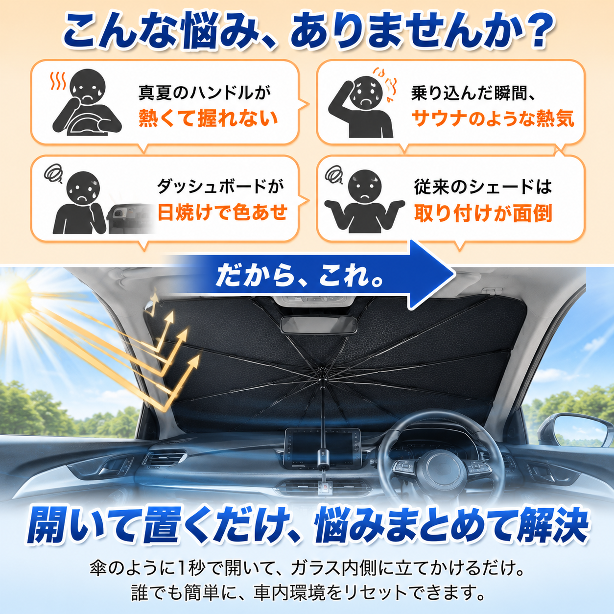 【本日終了⏰】【累計15万個突破🏆】サンシェード【顧客満足度No.1獲得商品🥇】【全国送料無料🚗】