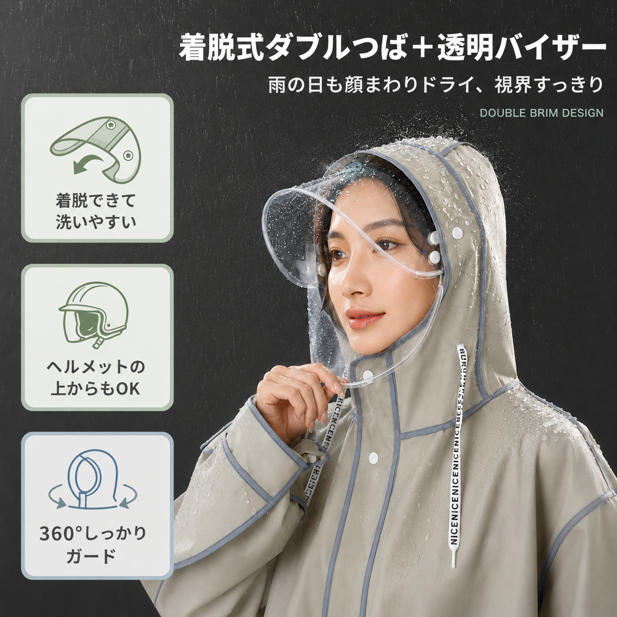 【本日終了⏰】【雨の日の通勤・通学に】ロング丈レインコート｜透明ダブルつば付き・男女兼用【全国送料無料🚚】