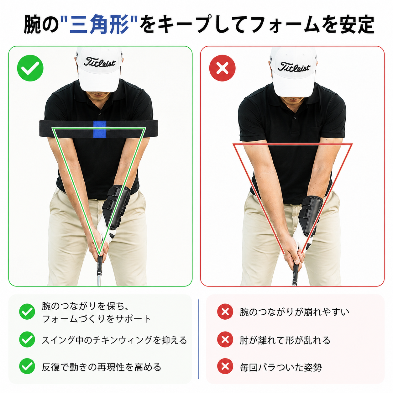 ✨ゴルフアームバンド＆リストストラップ⛳ 正しいフォームづくりをサポート【全国送料無料🚚】