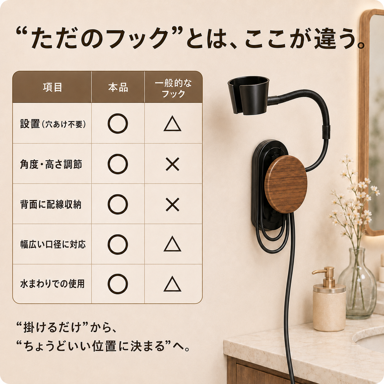 【本日終了⏰】ヘアドライヤーホルダー｜吸盤固定・穴あけ不要・ハンズフリーで使える【全国送料無料🚗】