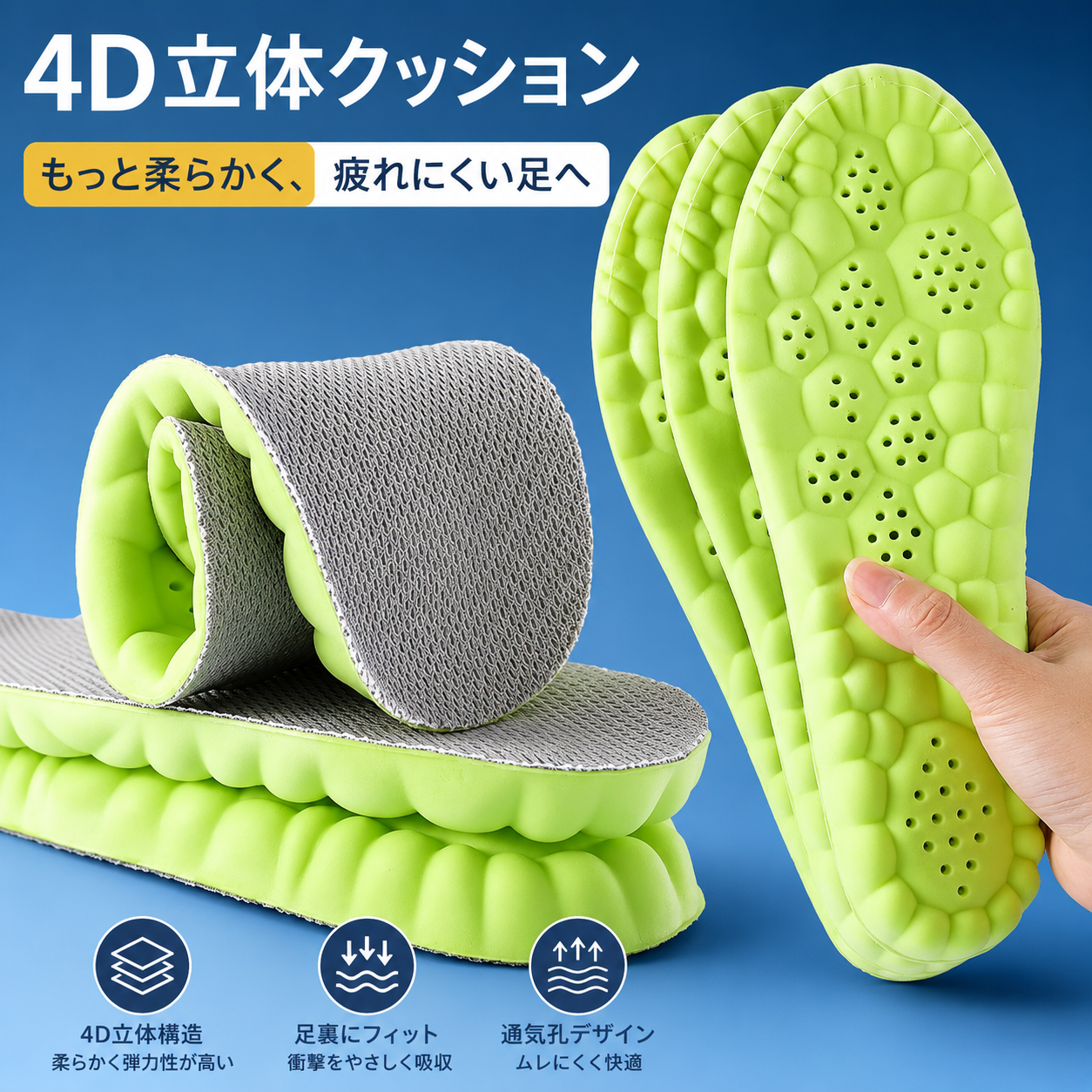 【本日終了⏰】【累計15万枚突破🏆】4D立体クッションインソール【顧客満足度No.1獲得商品🥇】【全国送料無料🚗】