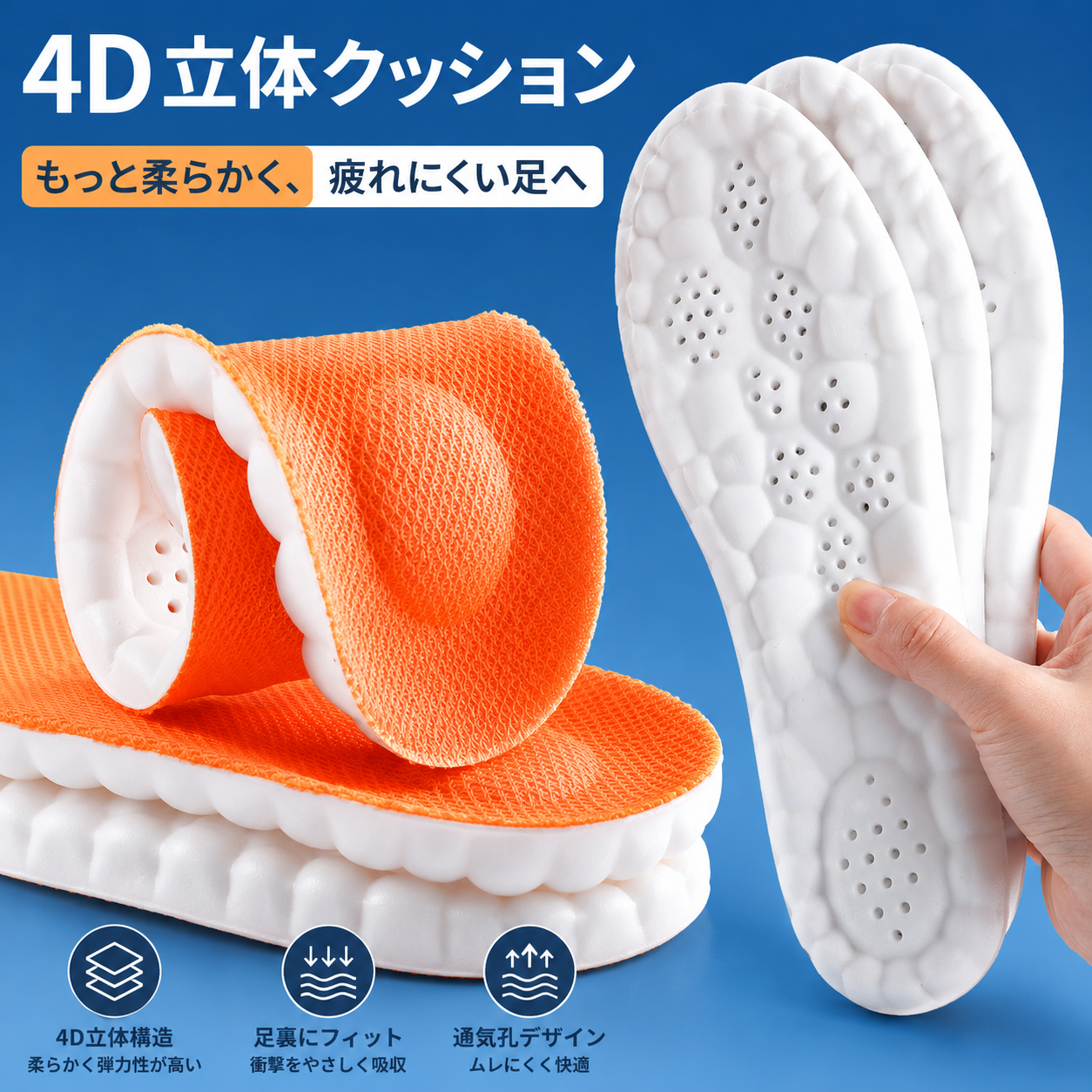 【本日終了⏰】【累計15万枚突破🏆】4D立体クッションインソール【顧客満足度No.1獲得商品🥇】【全国送料無料🚗】